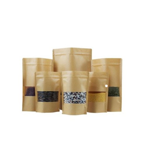 Resealable Stand Up Zipper Brown Kraft Paper 