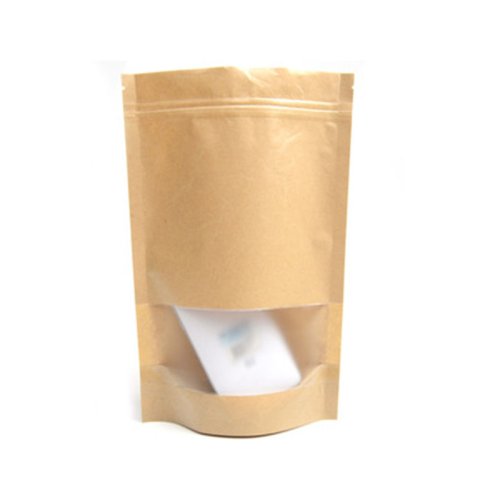 Stand Up Brown Kraft Paper Bag With Zipper